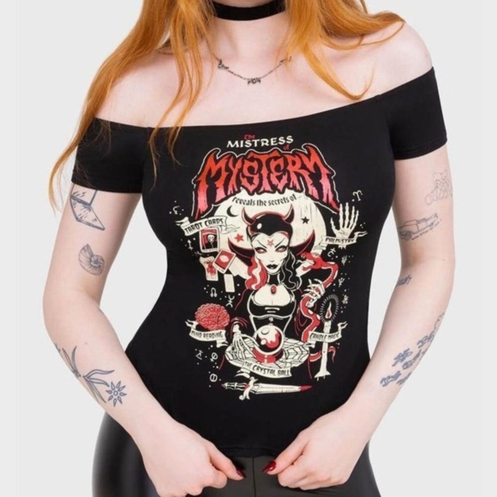 Killstar Mistress mistery bardot‎ tshirt top size M